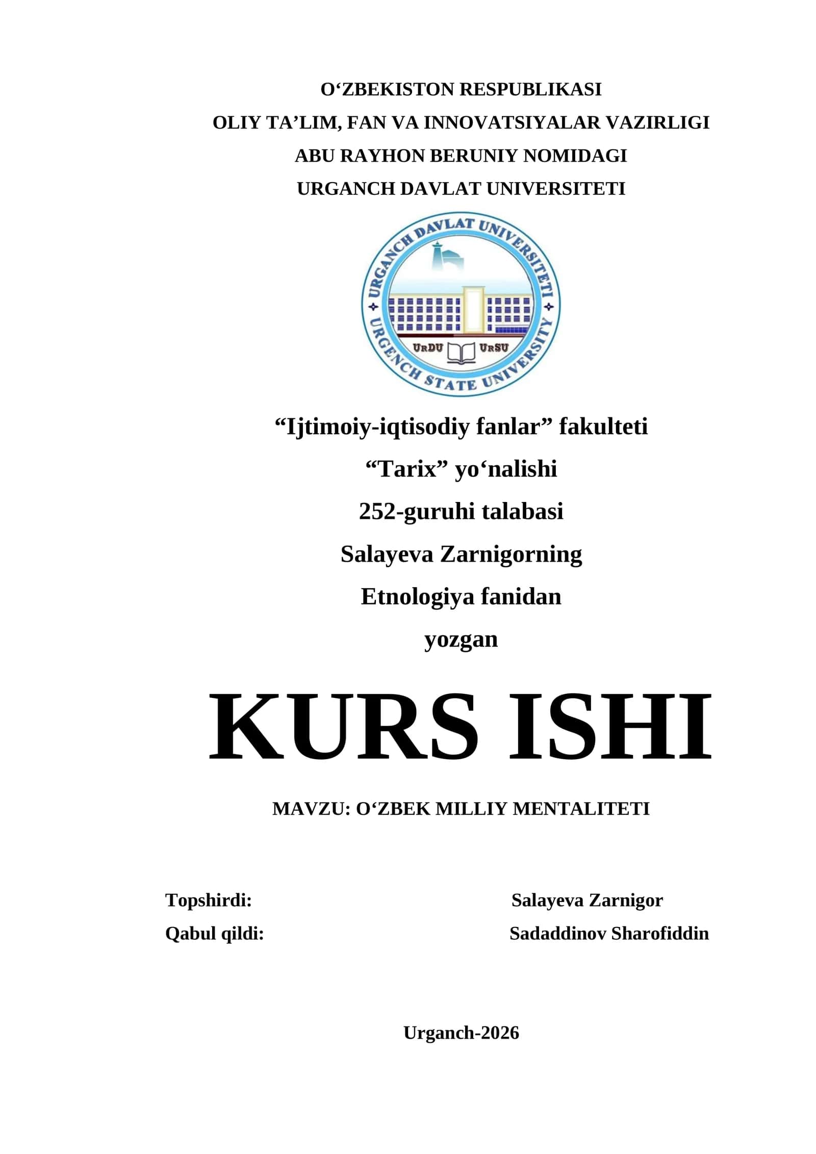 O'ZBEK MILLIY MENTALITETI 1