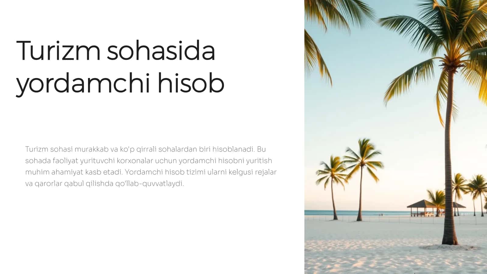 Turizm sohasida yordamchi hisob 1