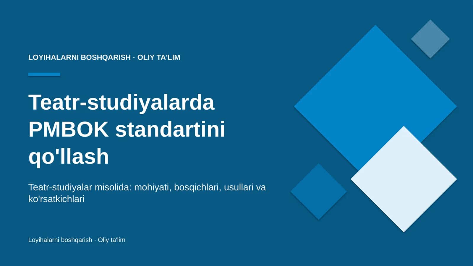 Teatr-studiyalarda PMBOK standartini qo'llash 1