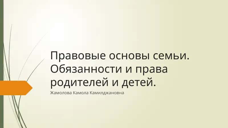 Правовые основы семьи 1