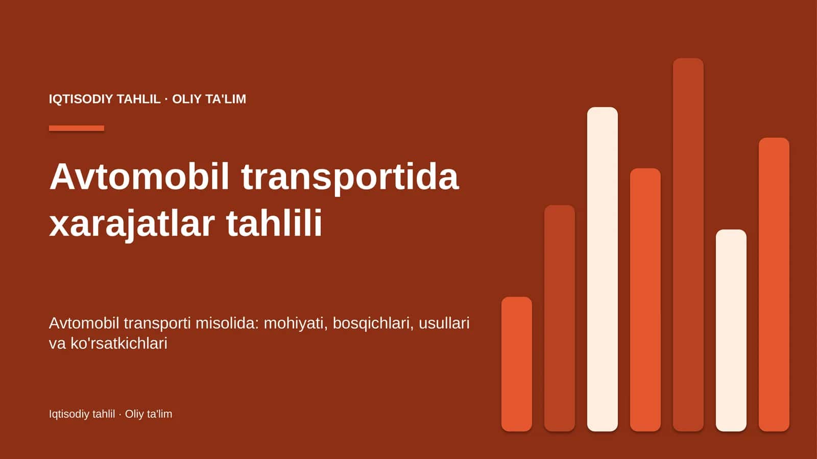 Avtomobil transportida xarajatlar tahlili 1
