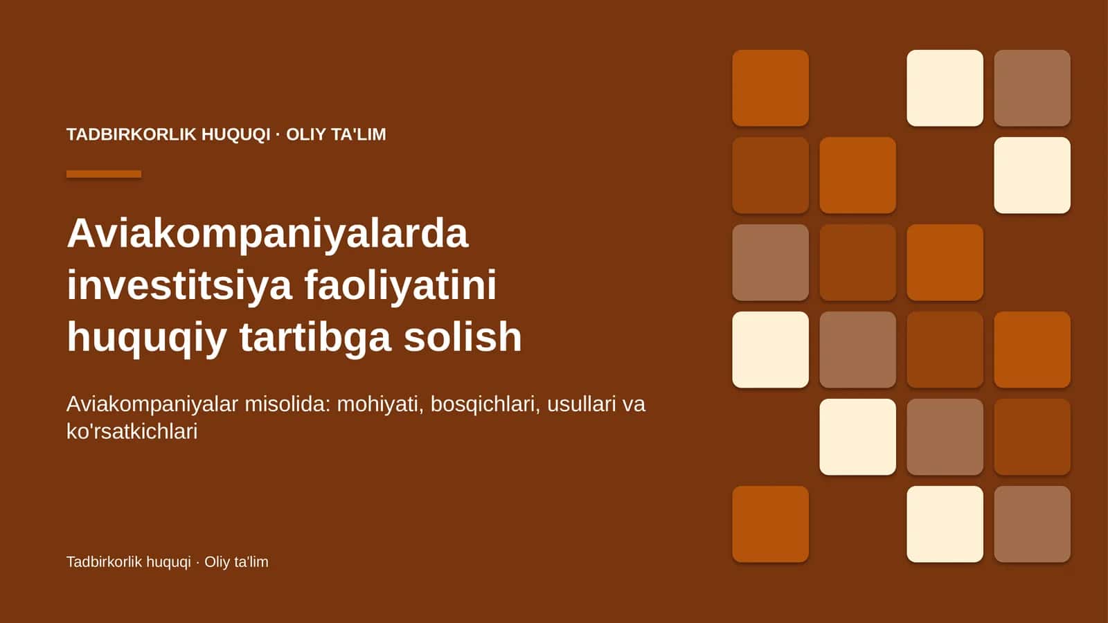 Aviakompaniyalarda investitsiya faoliyatini huquqiy tartibga solish 1