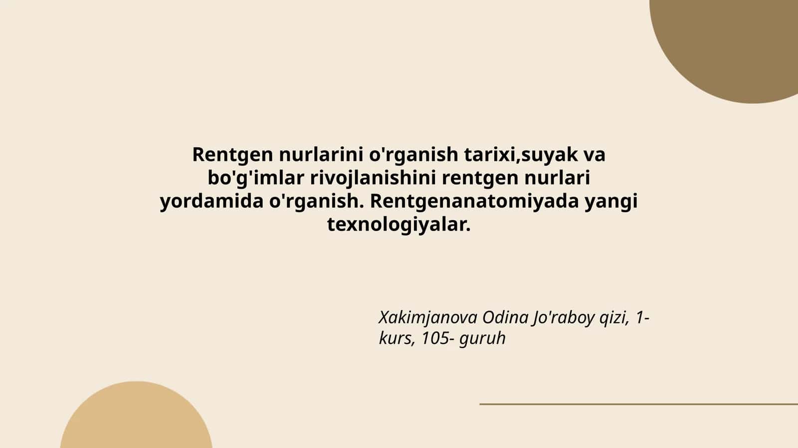 Rentgen nurlarini o'rganish 1
