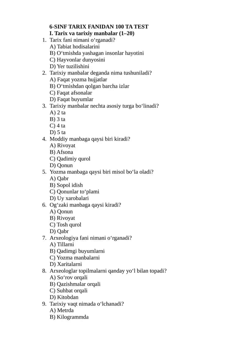 6-SINF TARIX FANIDAN 100 TA TEST 1