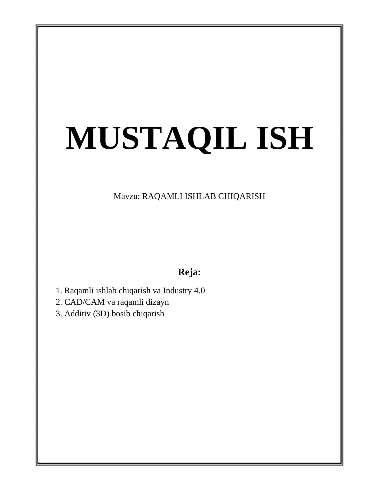 RAQAMLI ISHLAB CHIQARISH 1