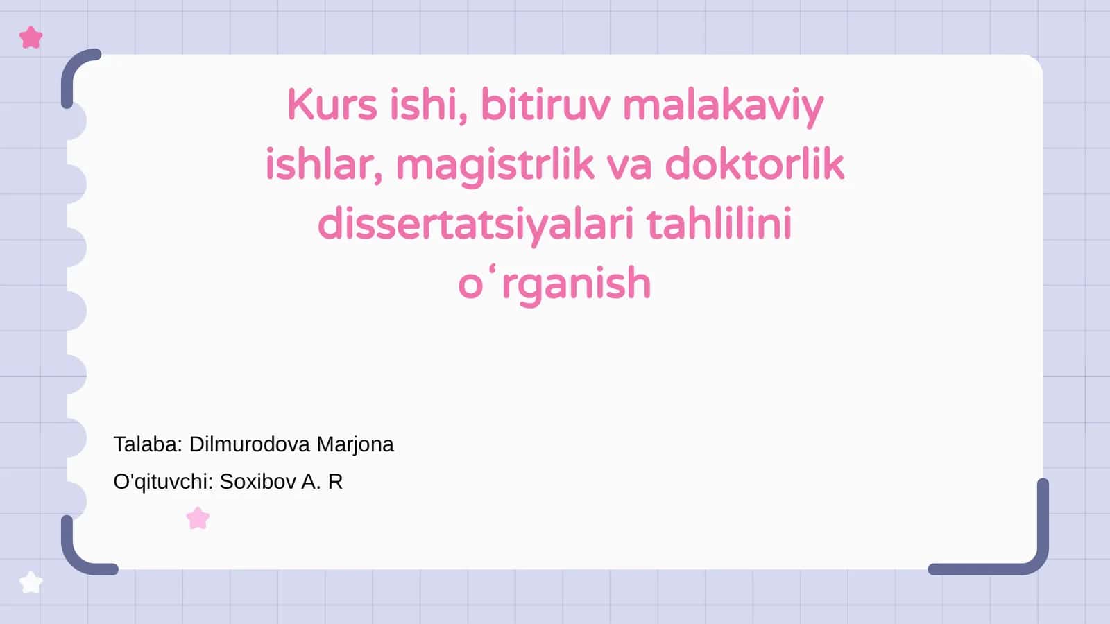 Kurs ishlarining asosiy xususiyatlari 1