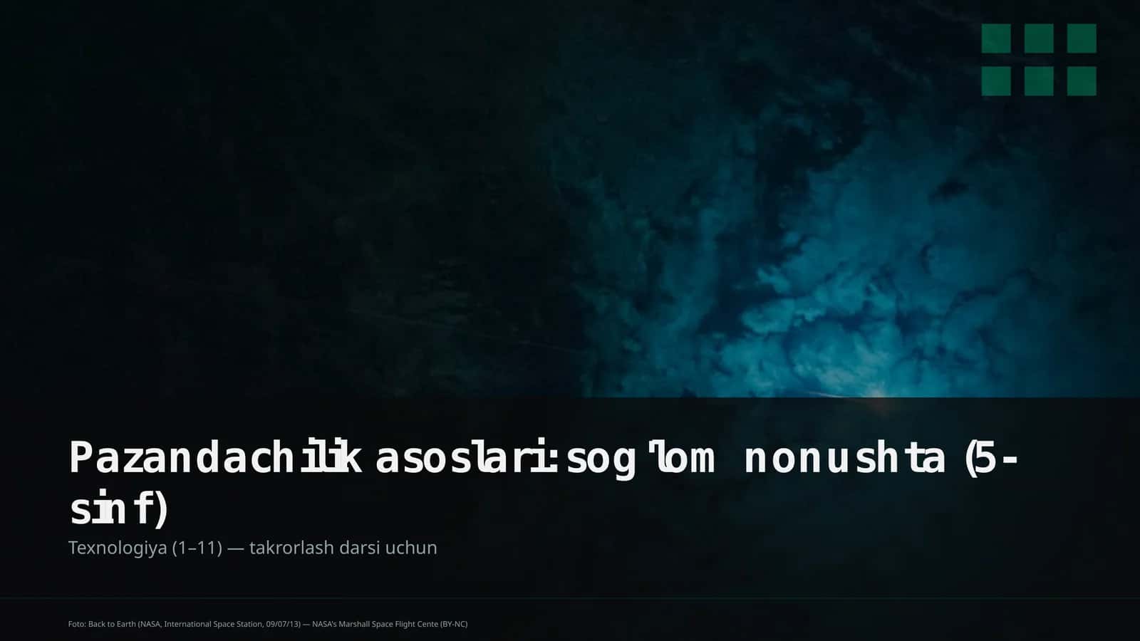 Pazandachilik asoslari: sog'lom nonushta (5-sinf) 1