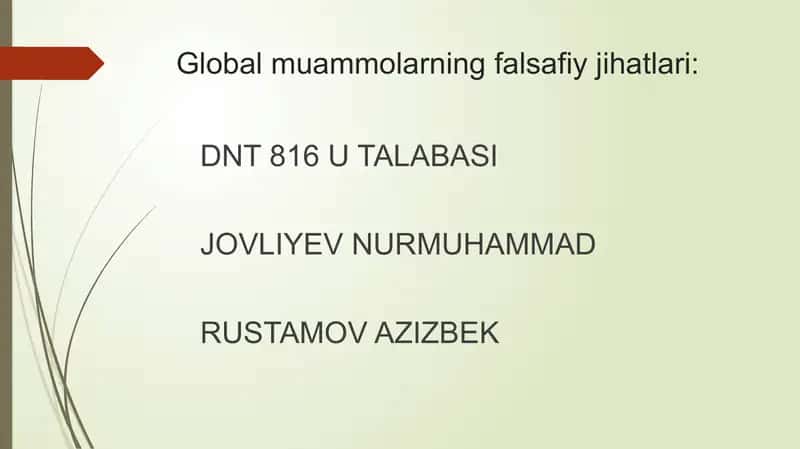 Globalmuammolarning falsafiy jihatlari 1
