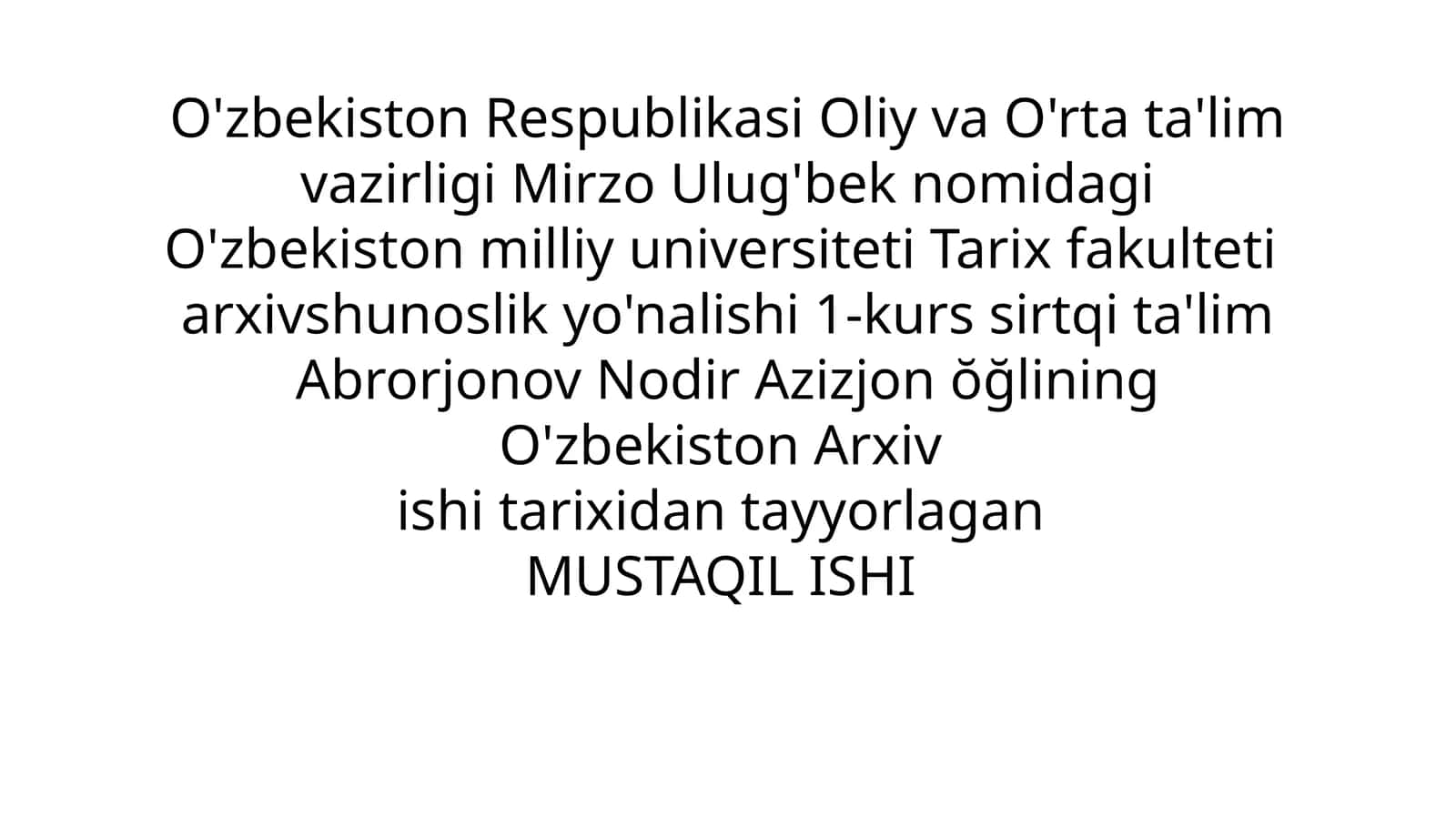 O'zbekiston Arxiv ishi tarixidan 1