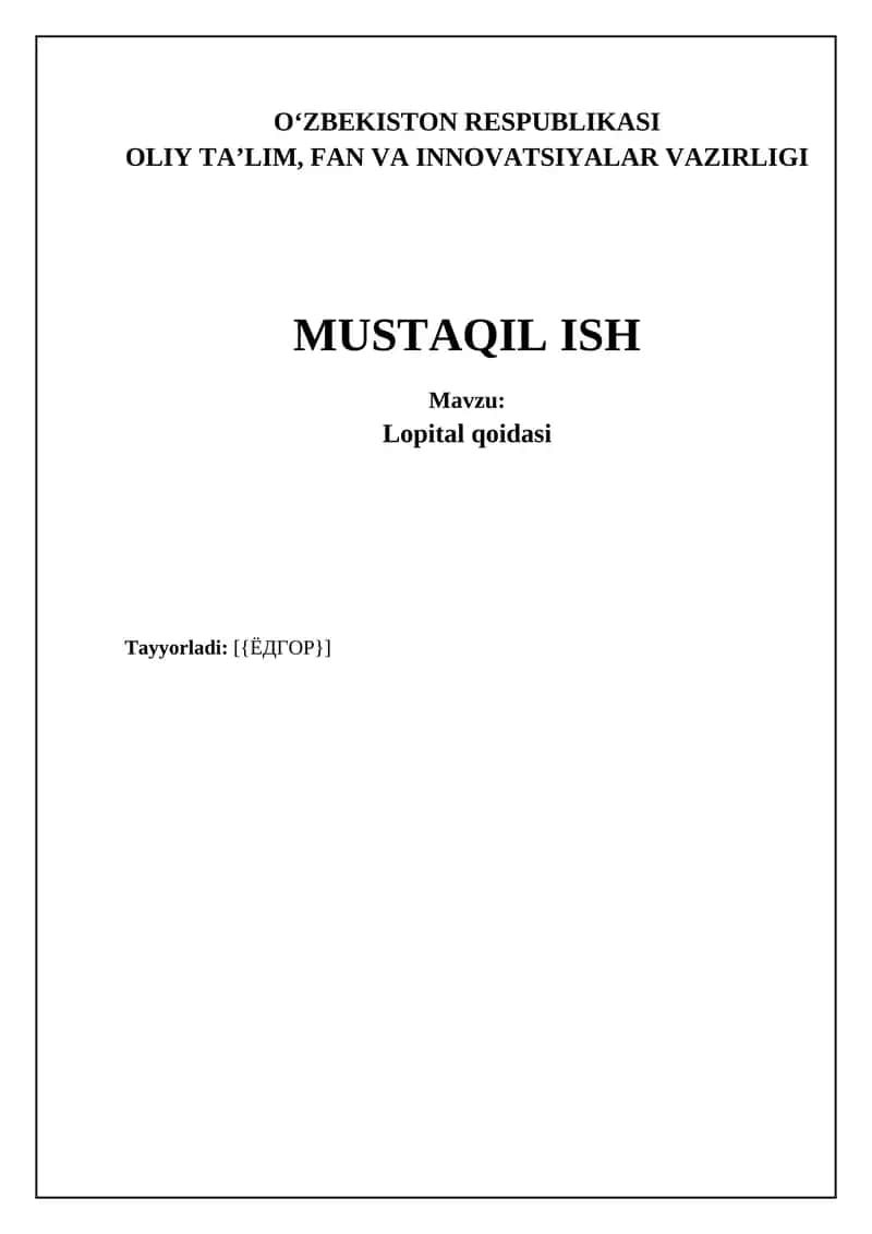 L'Hôpital qoidasi 1