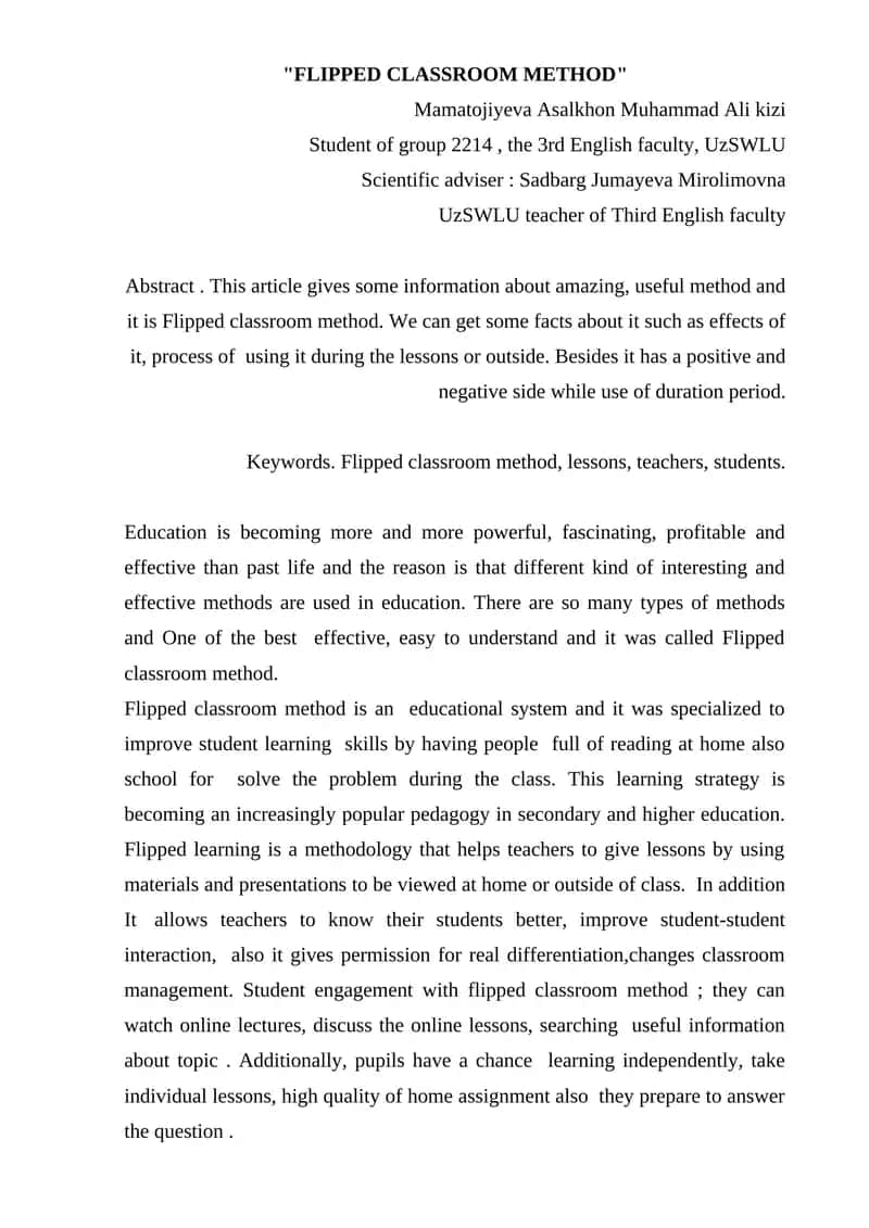 Flipped Classroom Method 1