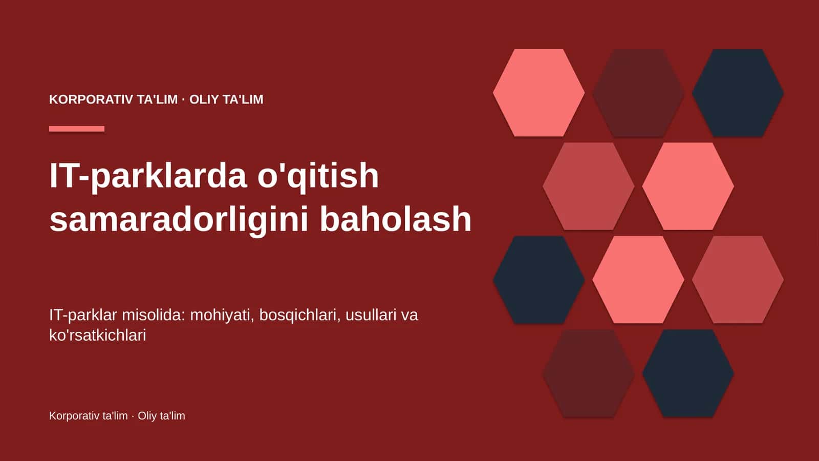 IT-parklarda o'qitish samaradorligini baholash 1