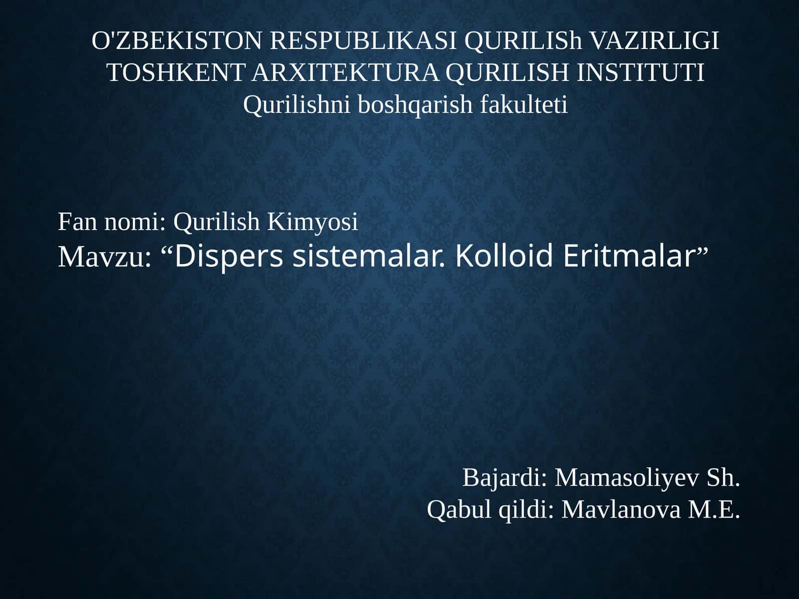 Dispers sistemalar.Kolloid Eritmalar 1