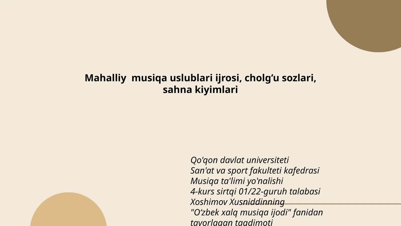 O‘zbek xalq musiqa ijodi 1