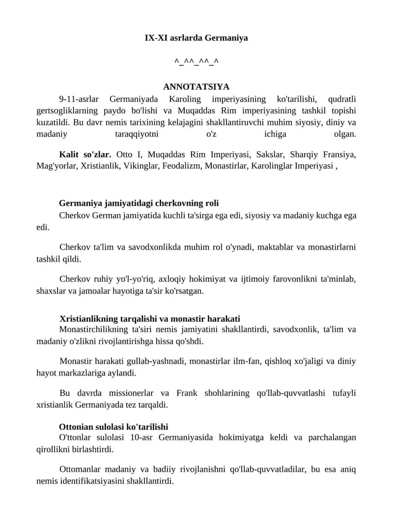 IX-XI asrlarda Germaniya 1