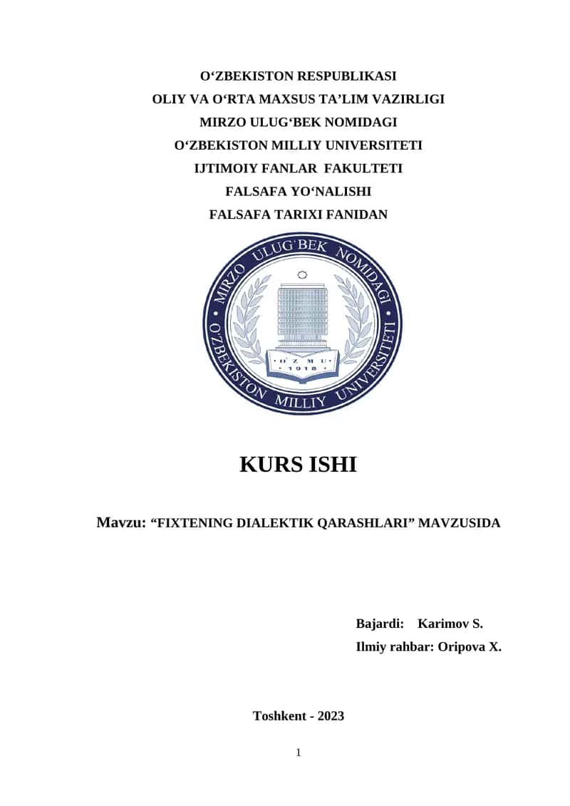 "FIXTENING DIALEKTIK QARASHLARI" 1