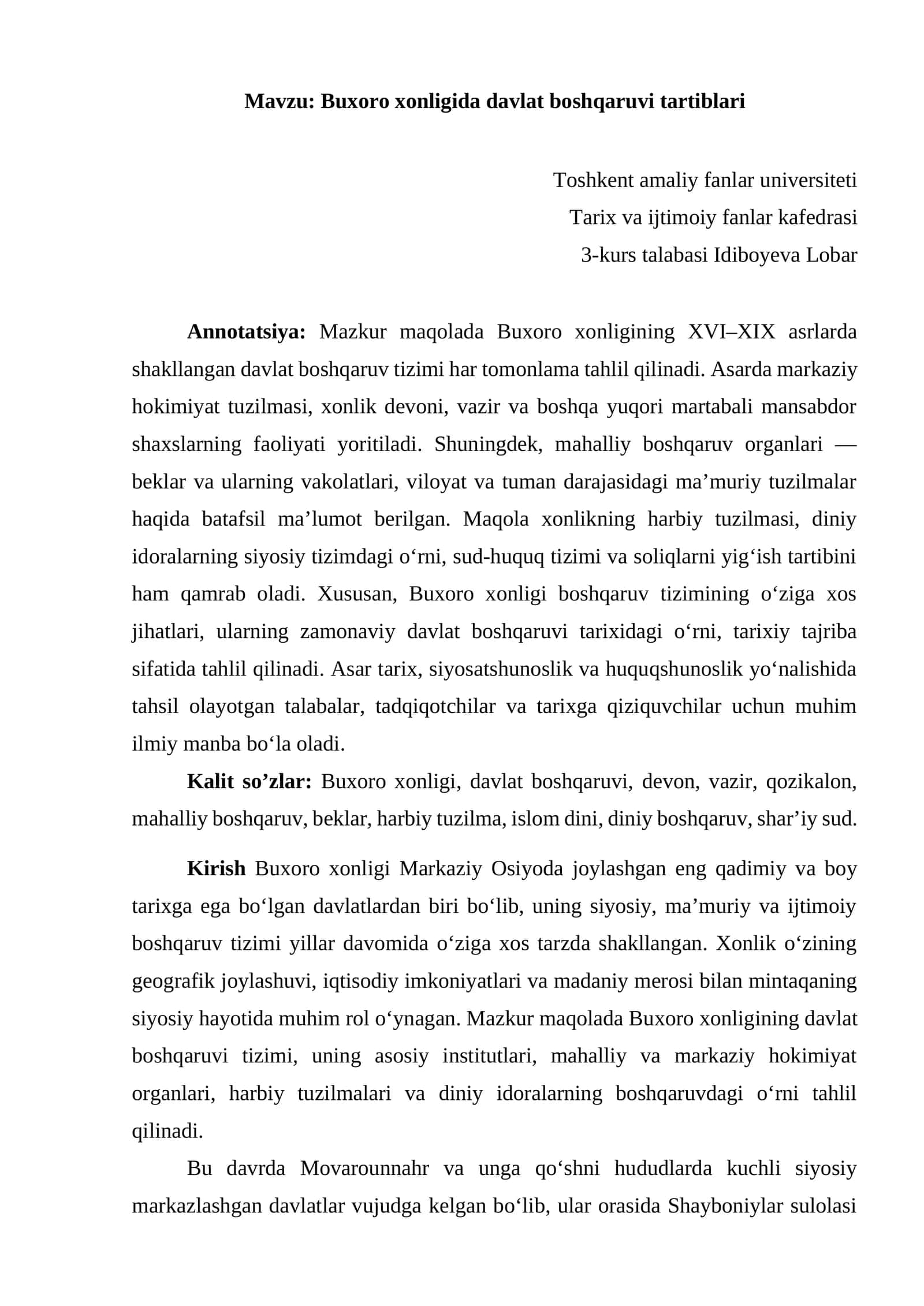 Buxoro xonligida davlat boshqaruvi tartiblari 1