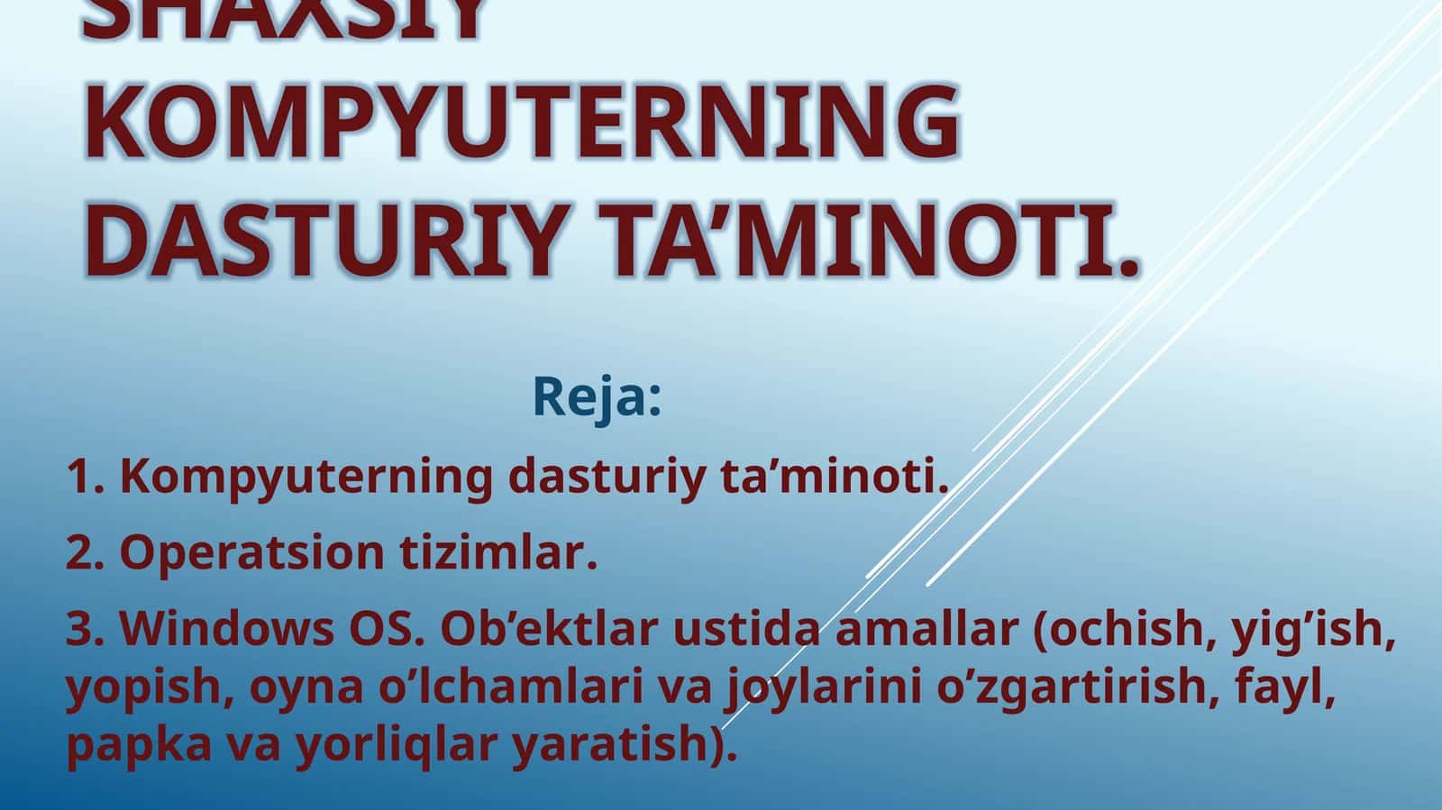 Kompyuterning dasturiy ta’minoti 1