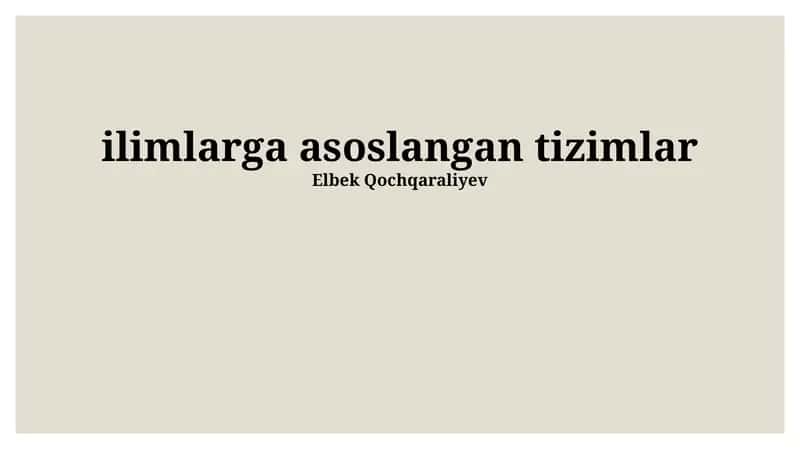 Bilimlarga asoslangan tizimlar 1