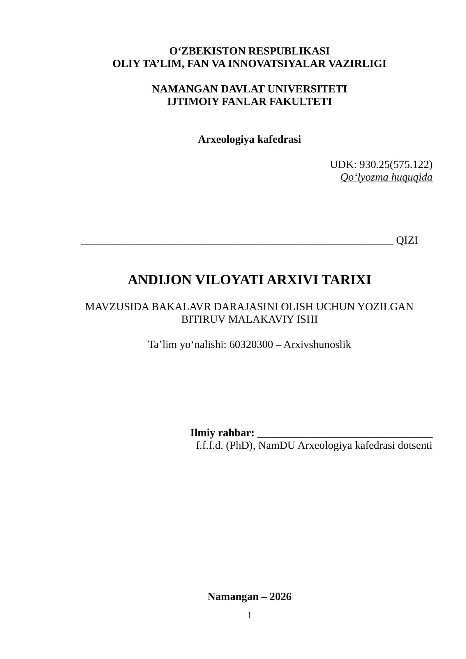ANDIJON VILOYATI ARXIVI TARIXI 1