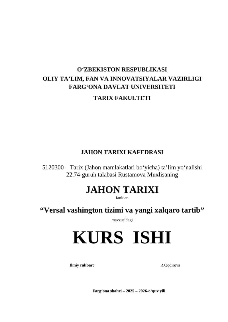 Versal vashington tizimi va yangi xalqaro tartib 1