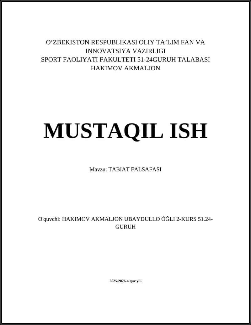 TABIAT FALSAFASI 1
