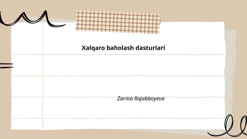 Xalqaro baholash dasturlari 1