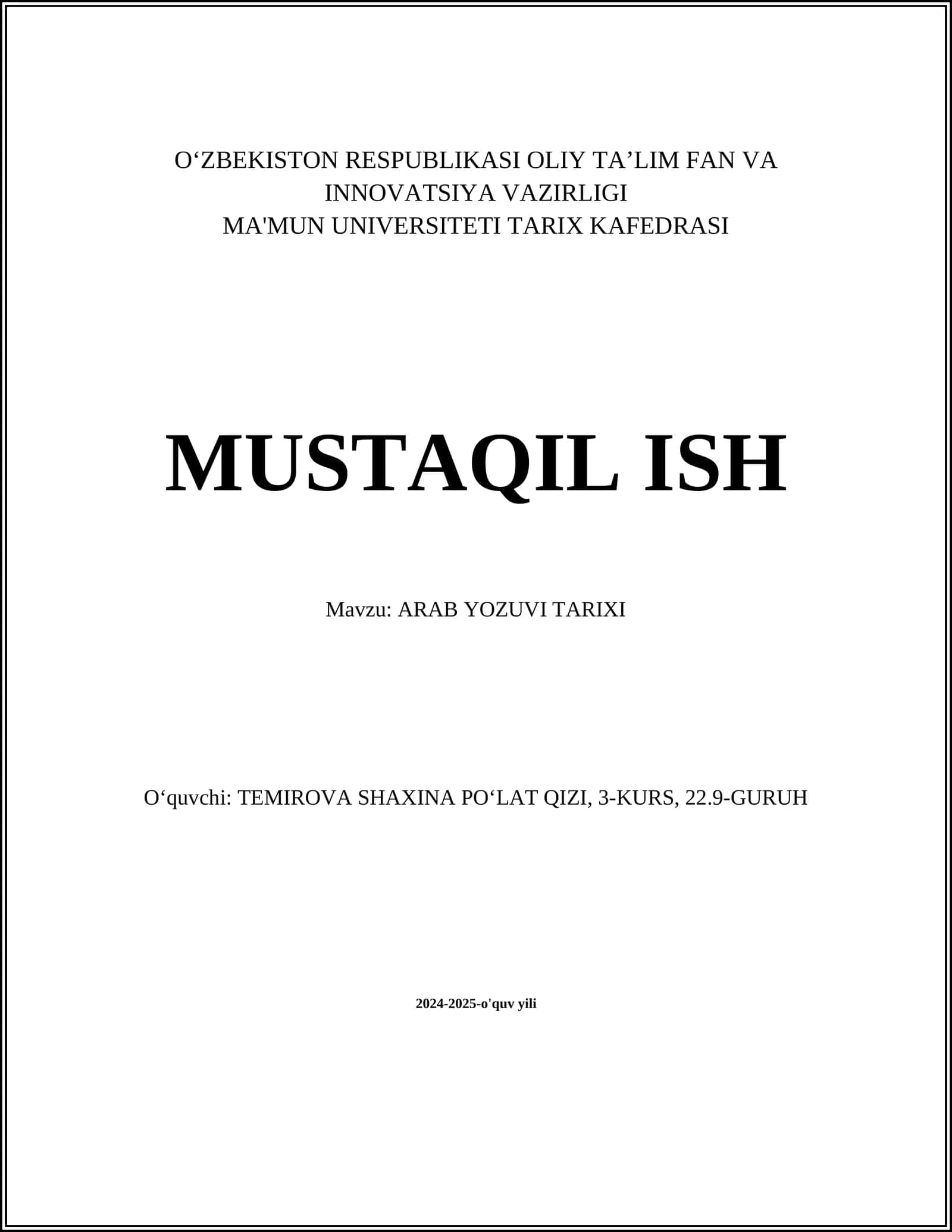 ARAB YOZUVI TARIXI 1
