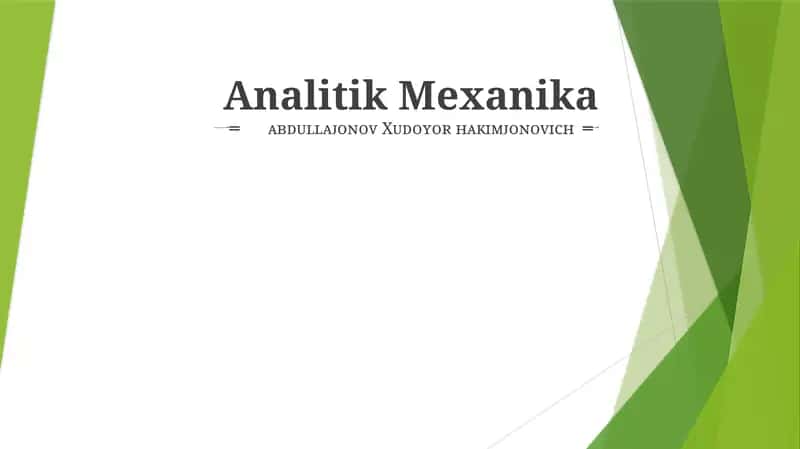 Analitik Mexanika 1