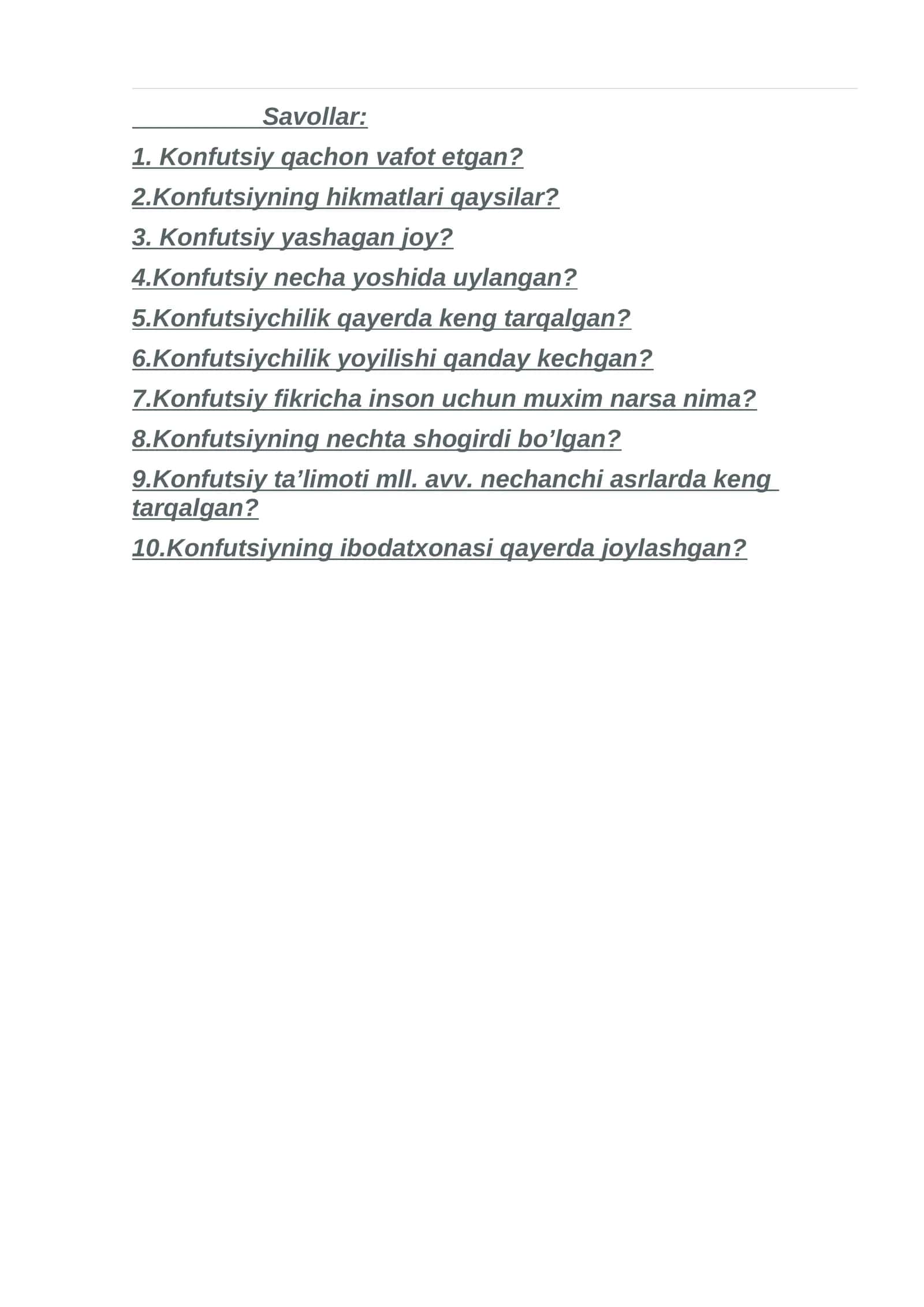 Savollar va testlar 1