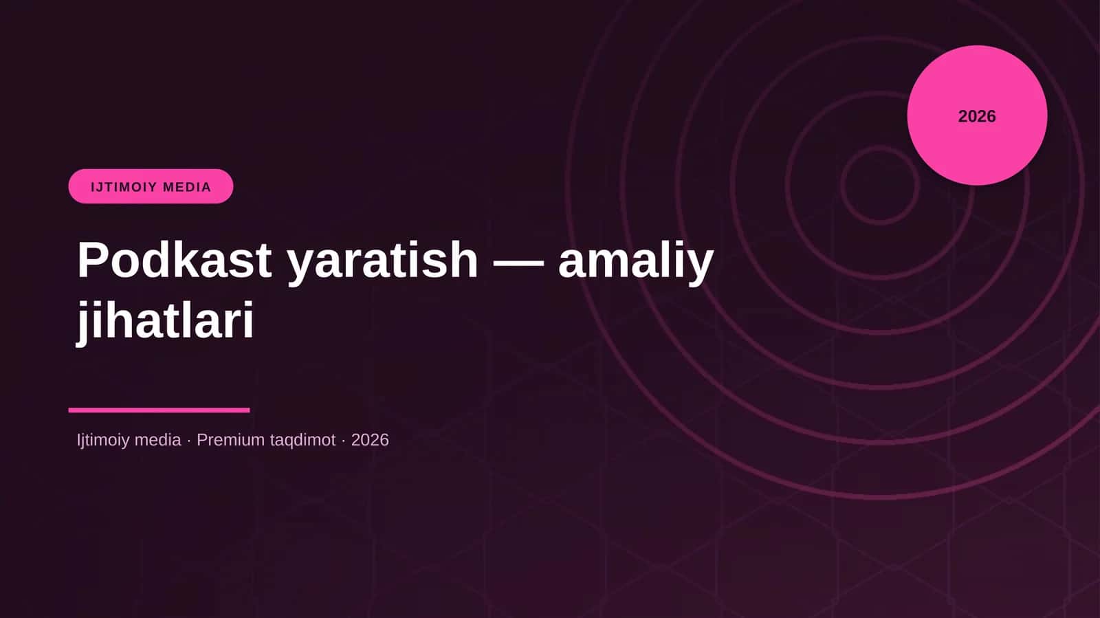 Podkast yaratish — amaliy jihatlari 1