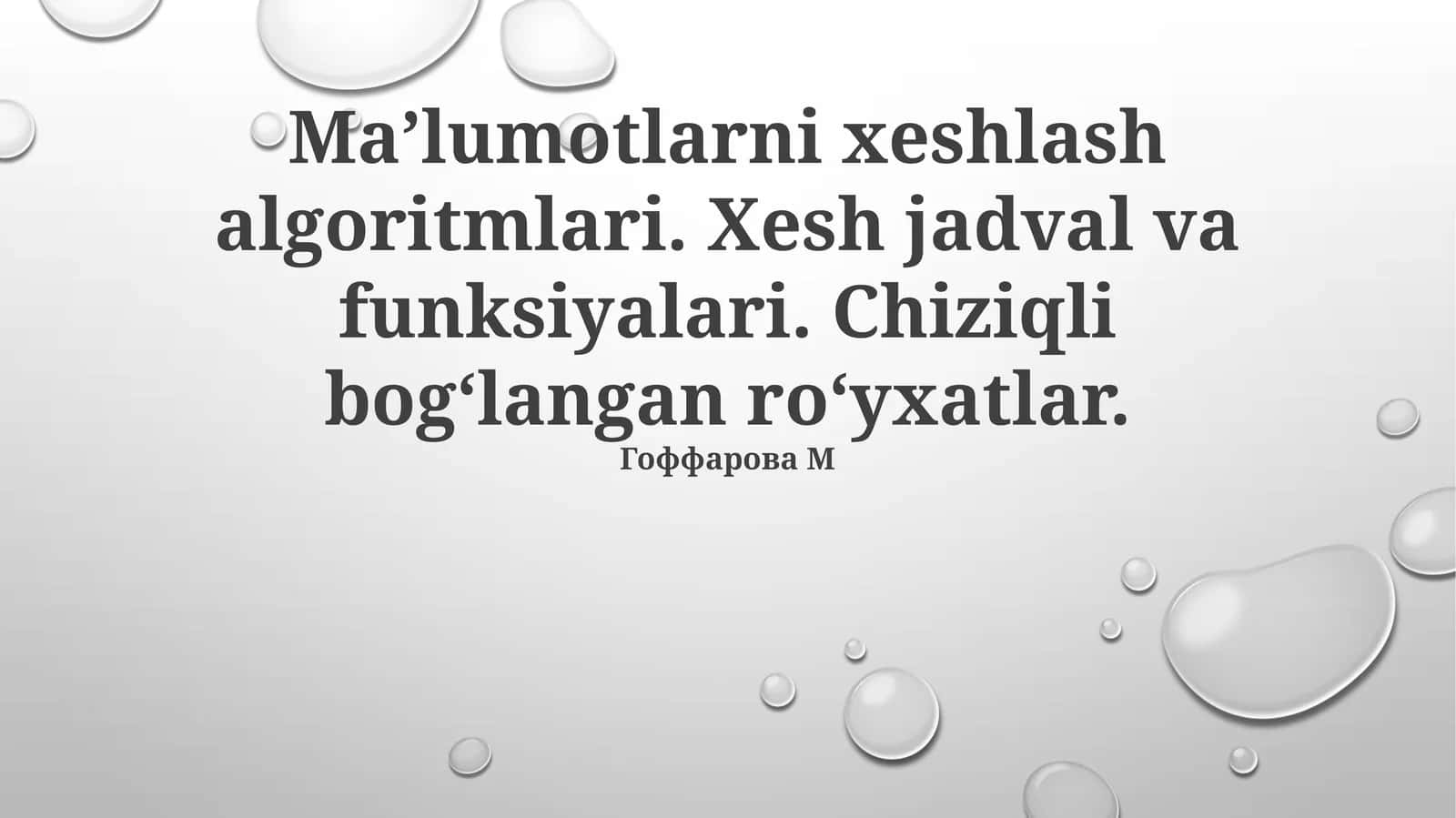 Xesh algoritmlari 1