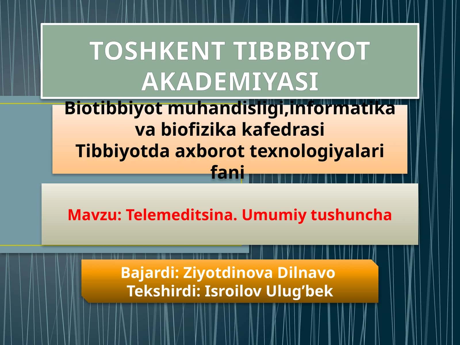Tibbiyotda axborot texnologiyalari fani 1