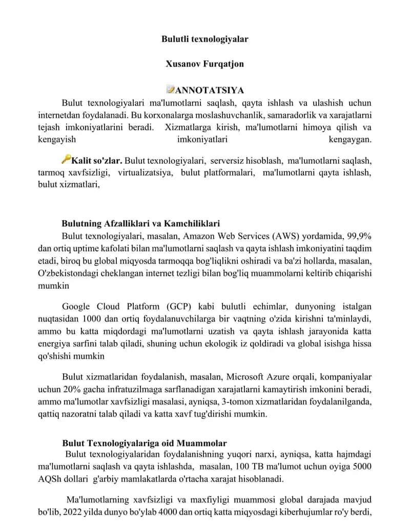 Bulutli texnologiyalar 1
