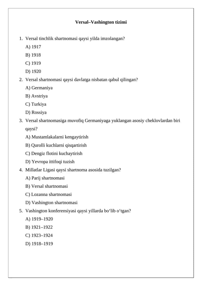 Versal–Vashington tizimi 1