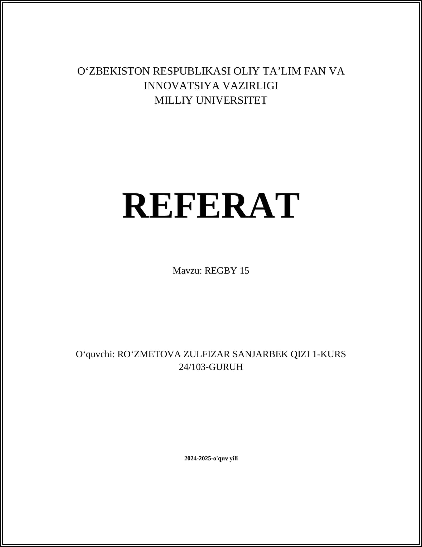 REGBY 15 1