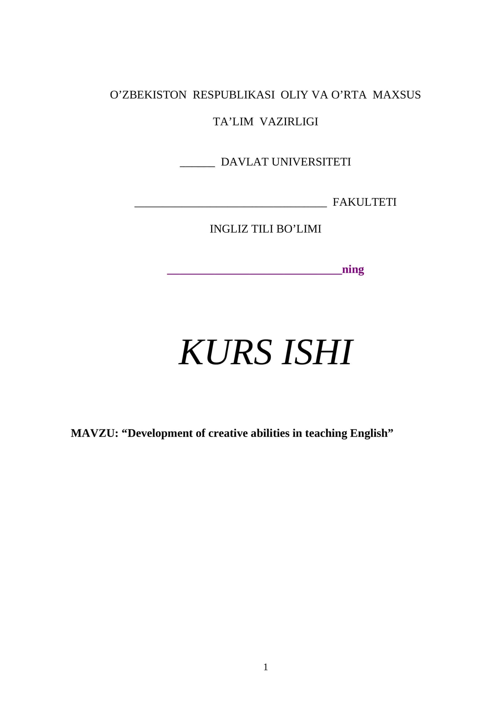 Development of creative abilities in teaching English 1