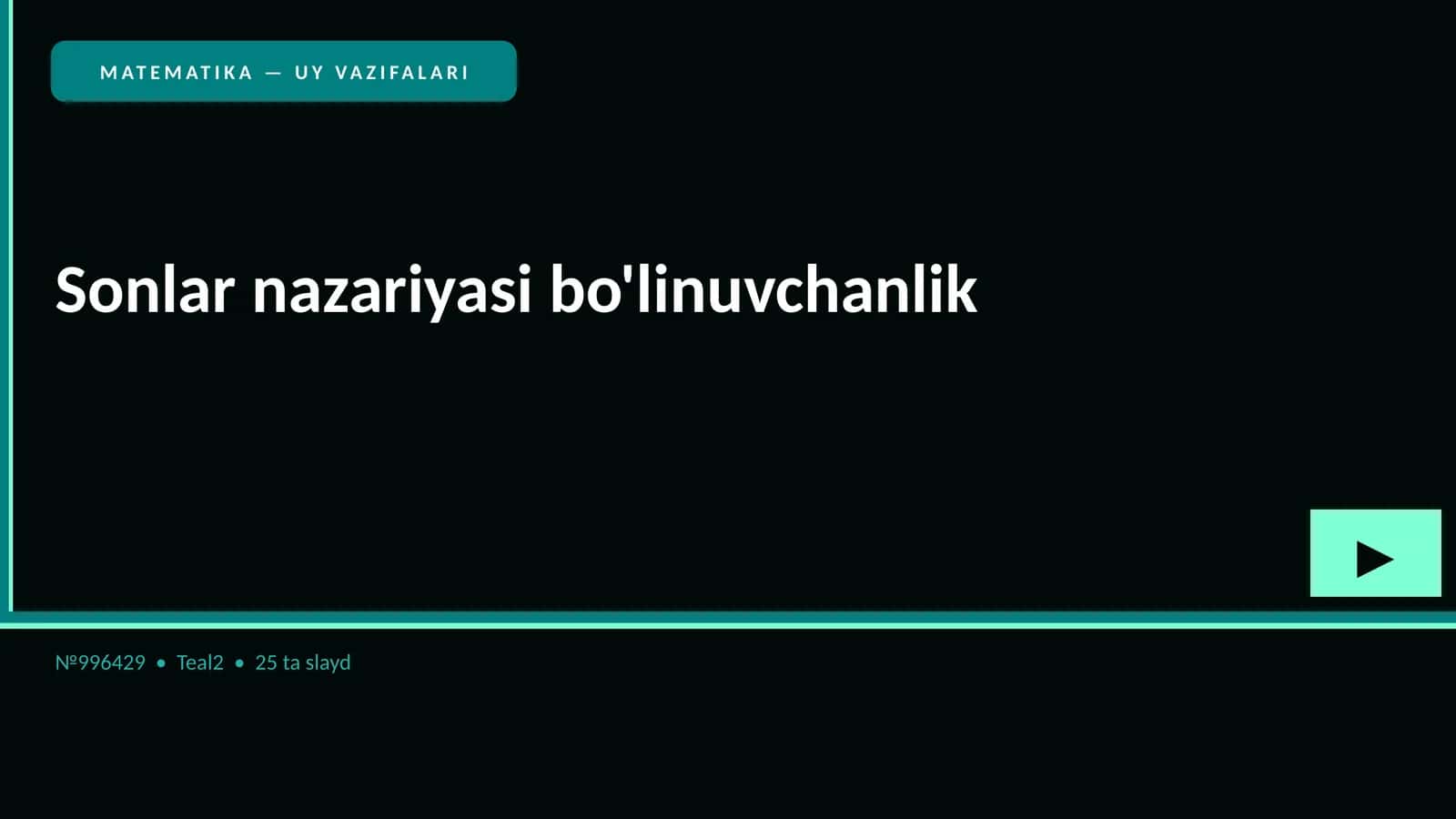 MATEMATIKA — UY VAZIFALARI 1