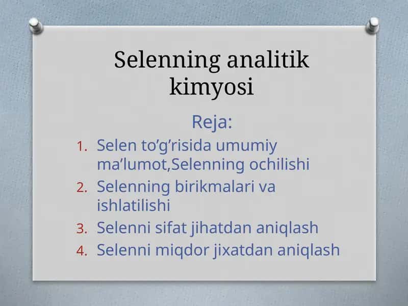 Selenning analitik kimyosi 1