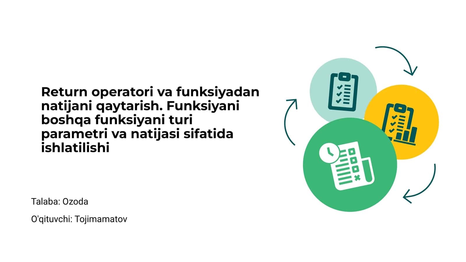 Return operatori va funksiyadan natijani qaytarish 1