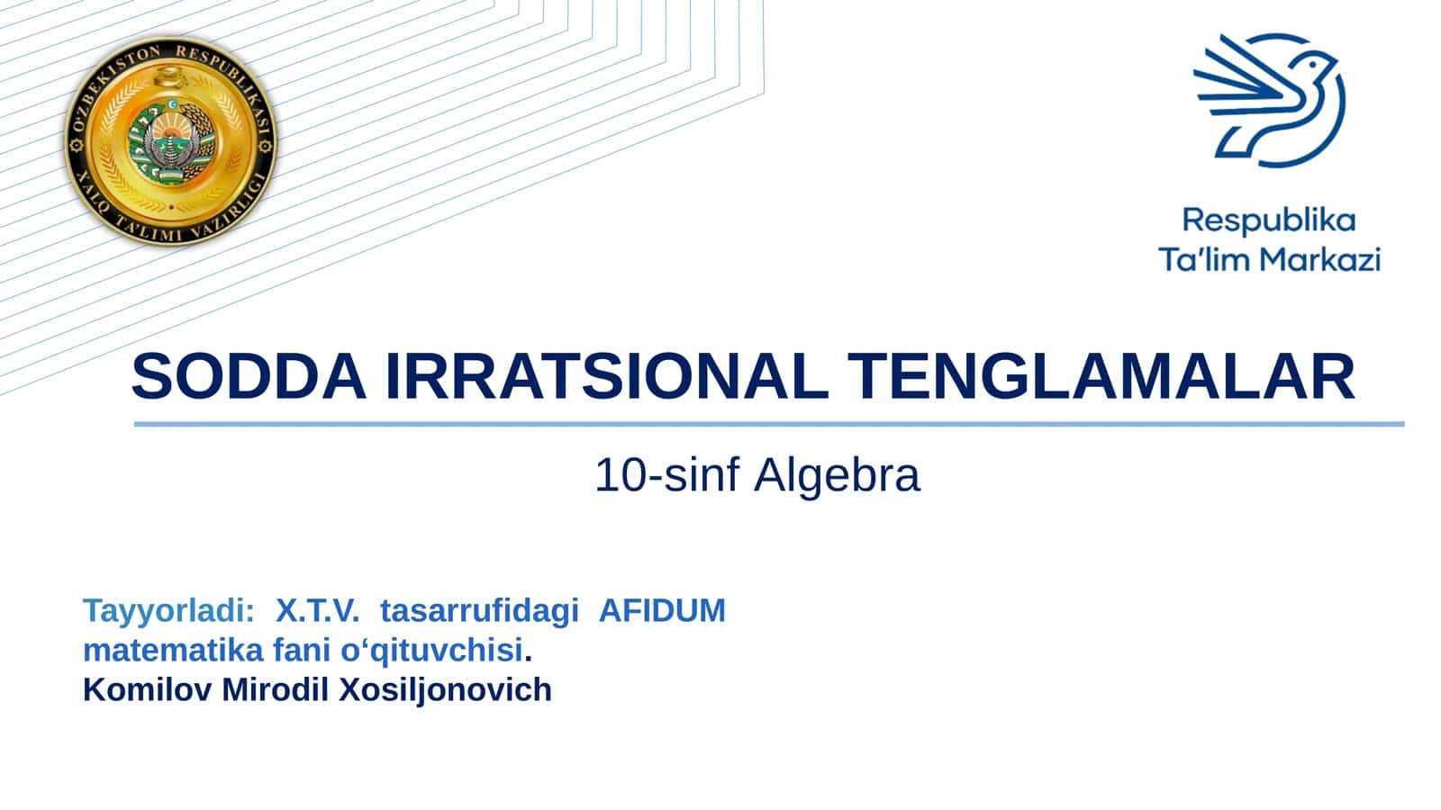 SODDA IRRATSIONAL TENGLAMALAR 1