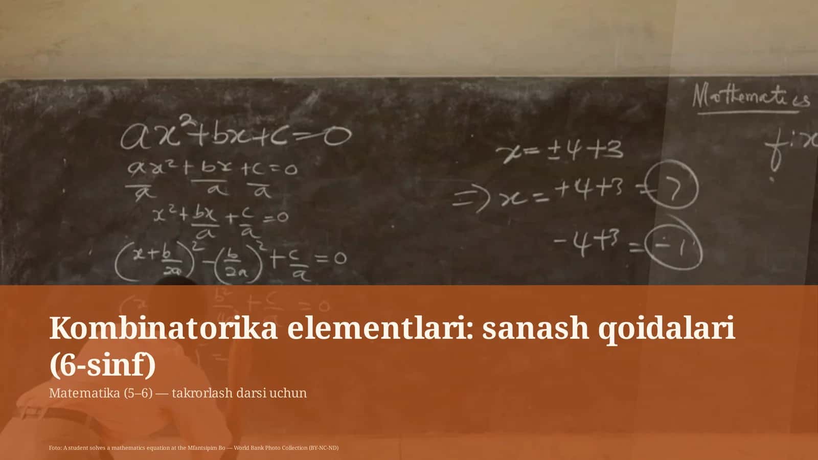 Kombinatorika elementlari: sanash qoidalari (6-sinf) 1