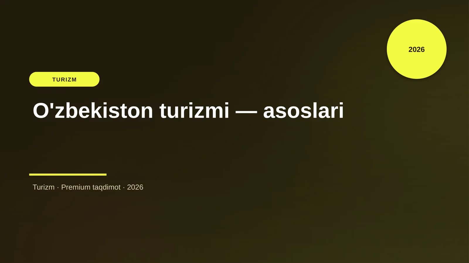 O'zbekiston turizmi — asoslari 1