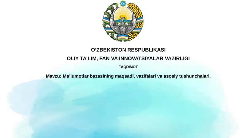 Ma’lumotlar bazasi 1
