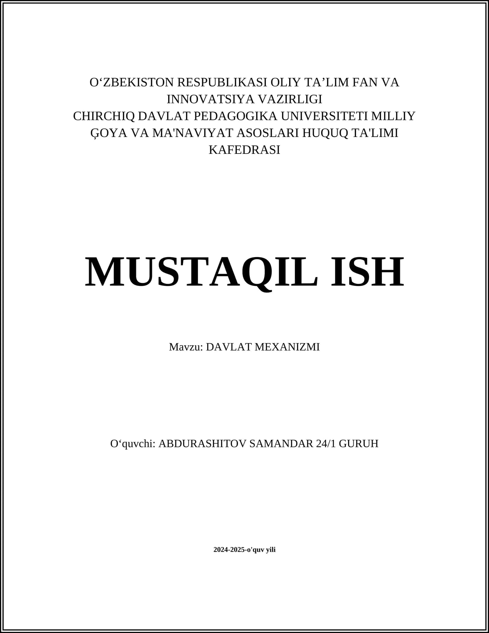 DAVLAT MEXANIZMI 1