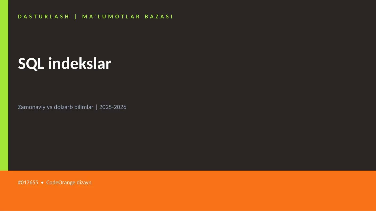 SQL indekslar 1