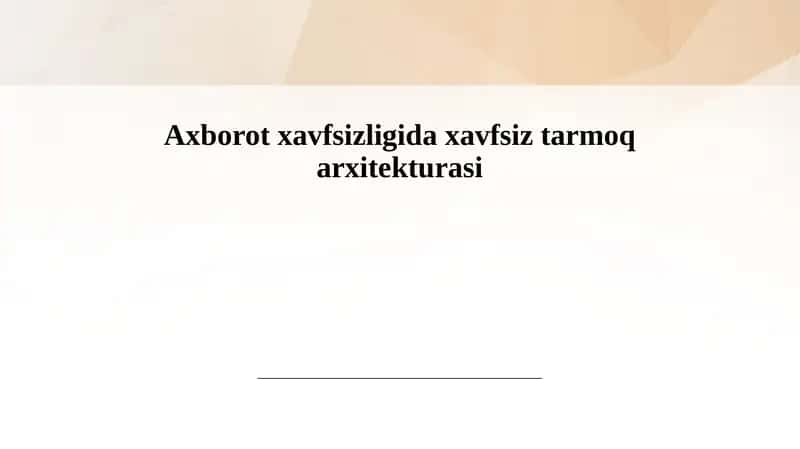 Tarmoq infratuzilmasi 1