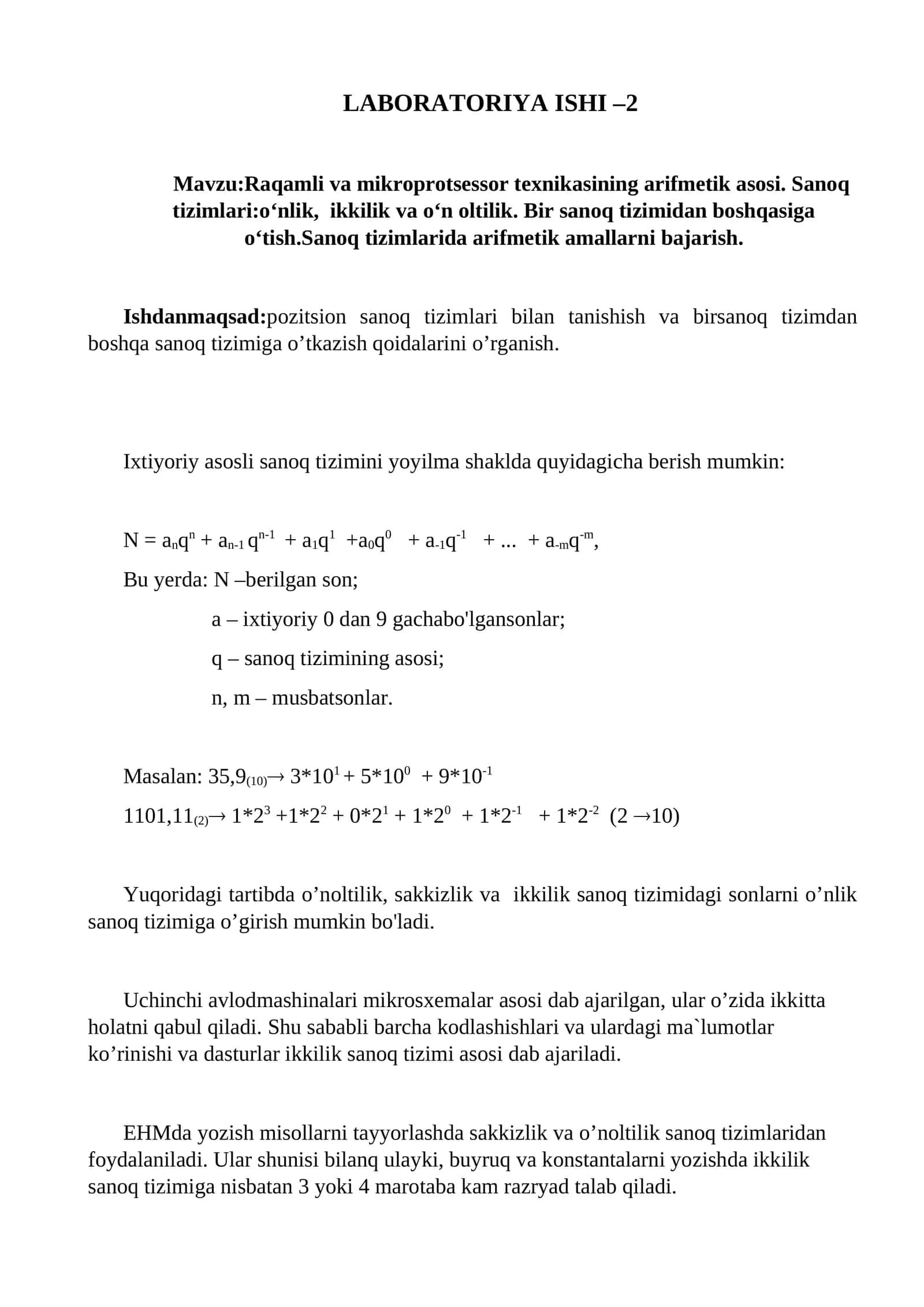 LABORATORIYA ISHI –2 1