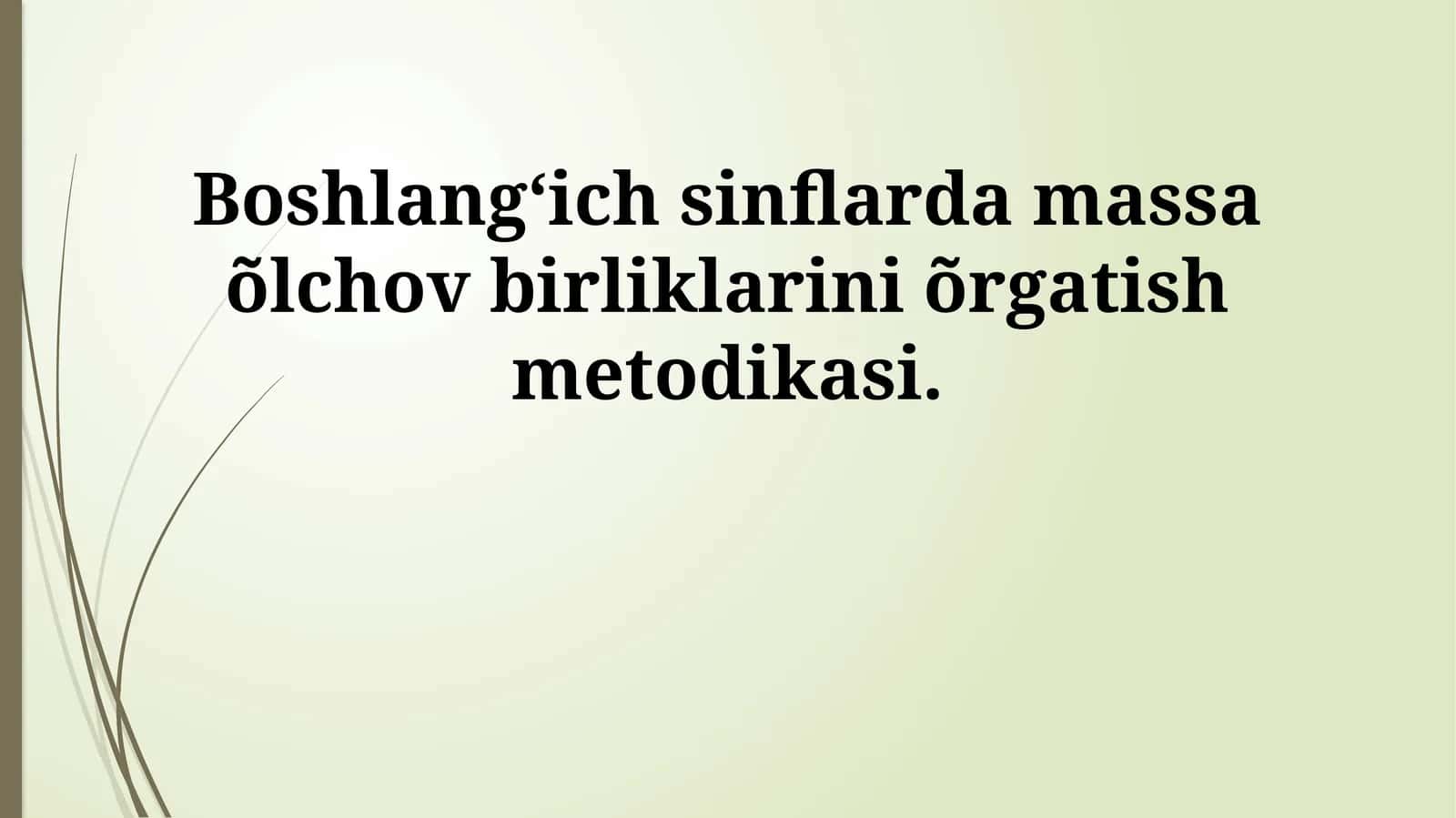 Massa o'lchash birliklarini o'qitish metodikasi 1