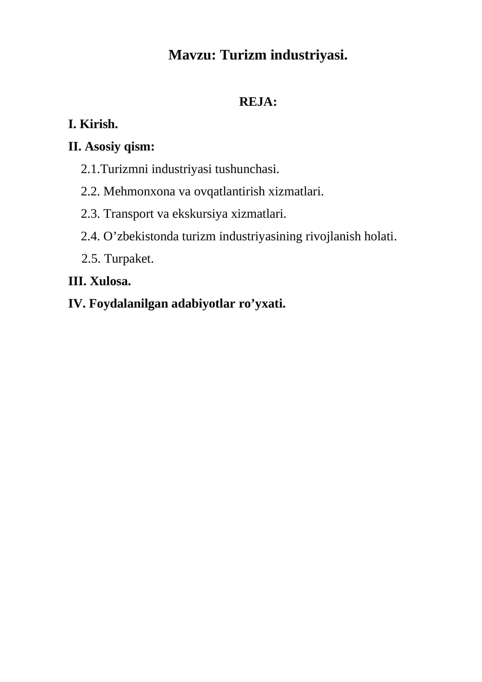 Turizm industriyasi 1